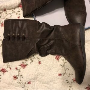 Wide calf brown boots